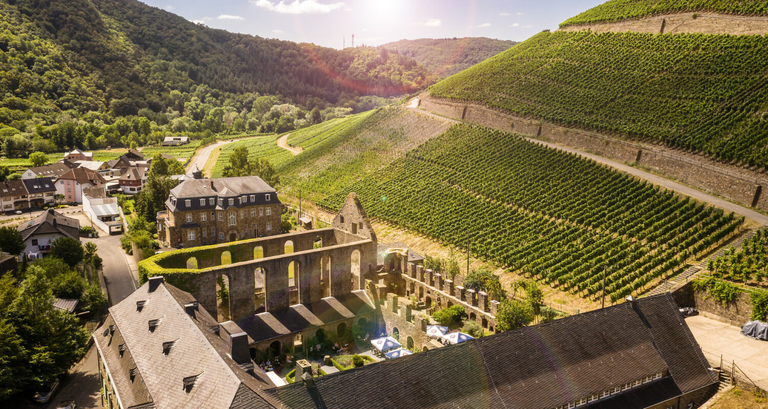 Das Kloster Marienthal wurde 1137 gegründet und ist das älteste Kloster des Ahrtals. Im 19. Jahrhundert wurde im Terrassengarten ein Herrenhaus errichtet, welches später als Verwaltungsgebäude der Ahrtalbahn diente. Seit dem Verkauf an vier Winzerunternhemen wird es als Weingut Kloster Marienthal betrieben.