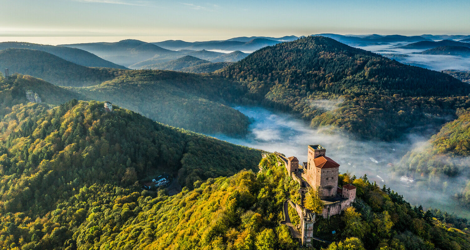 Majestätisch liegt die Burg Trifels bei Annweiler im Pfälzerwald. Eine alte Reichsburg mit großer Vergangenheit. Als unfreiwilliger Gast weilte hier einst Richard Löwenherz. Man hatte den englischen König abgefangen und im Burgverlies festgesetzt. Der "Annweilerer Burgenweg" führt auf die Spuren der Vergangenheit.
